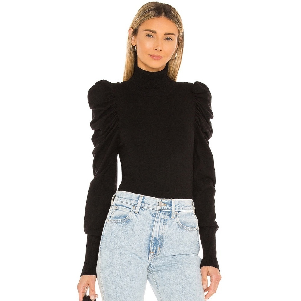L’Academie Larra Rib Knit Sweater in Black Size Medium